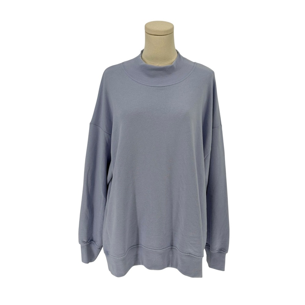 Originality Mock Neck Sweatshirt Periwinkle Blue Drop Shoulder Large